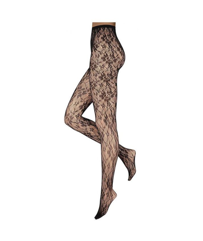 Zwarte kanten panty