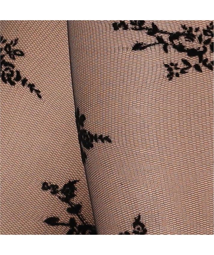 Panty met bloemendessin in zwart