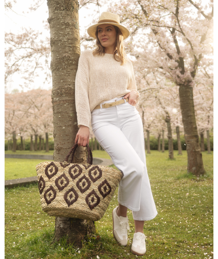 Mauritius raffia zomerhoed in donkerbruin