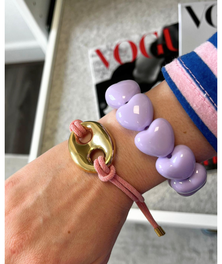 Chunky hartjes armband in taupe