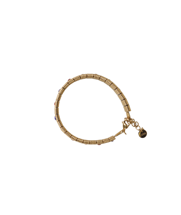 Goudkleurige armband met gekleurde strass