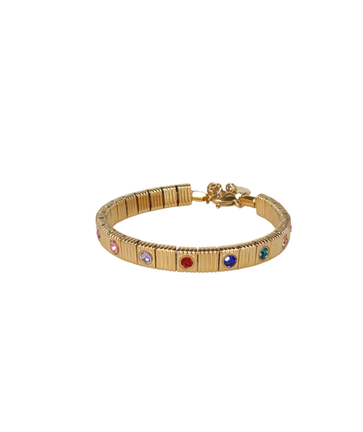 Goudkleurige armband met gekleurde strass