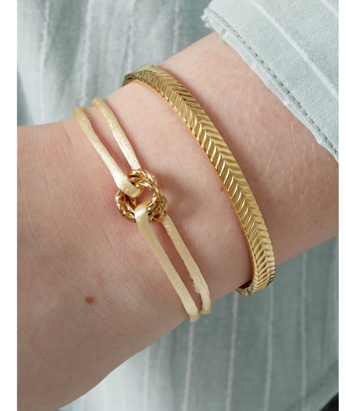 Satijnen armband met knot bedel – Stainless Steel