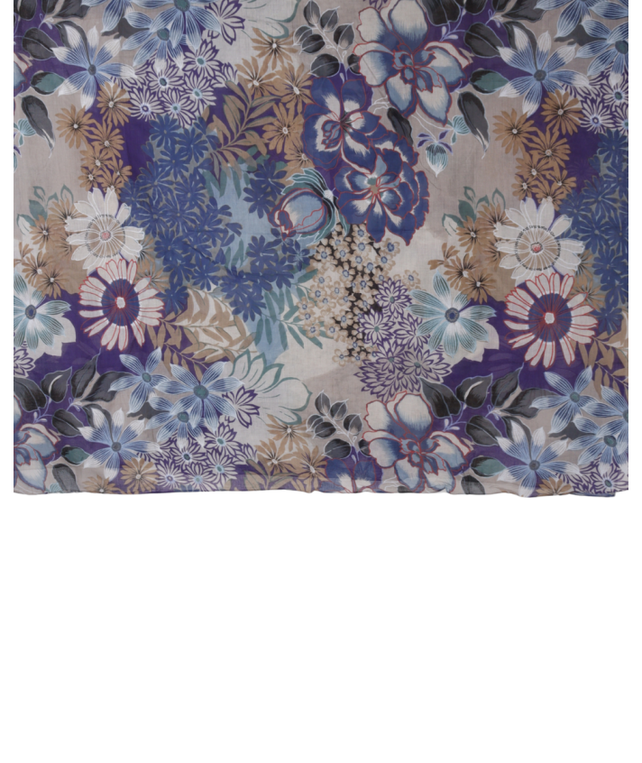 Sarong met bloemenprint in paars en beige
