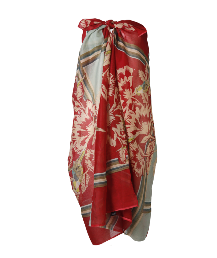 Sarong in rood met bloemenprint
