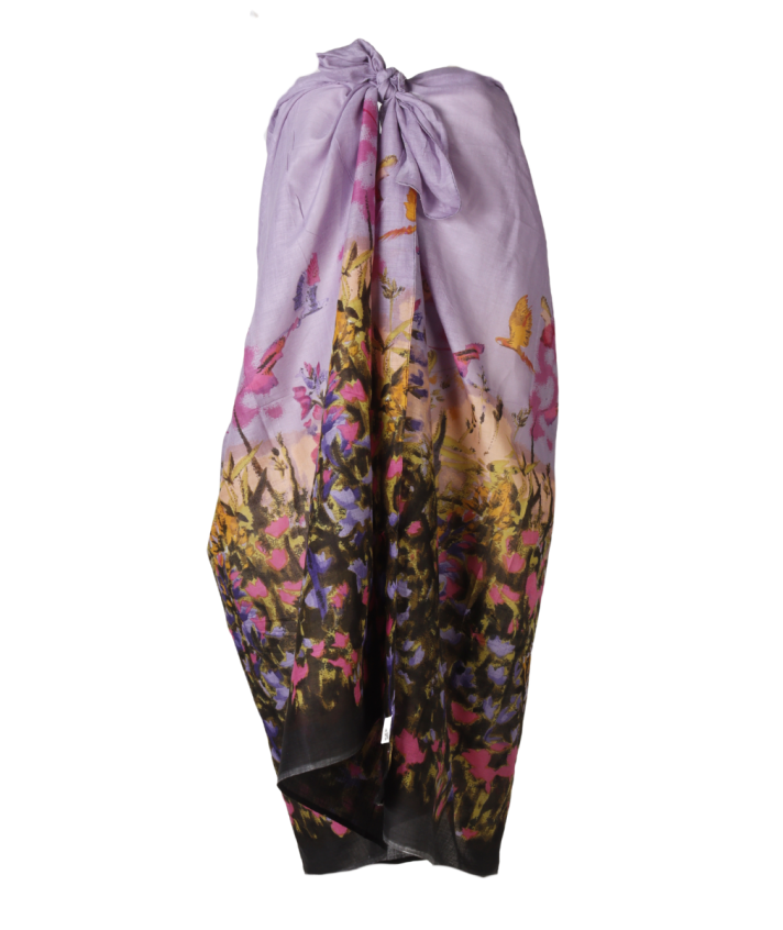 Sarong in lila met bloemenprint 