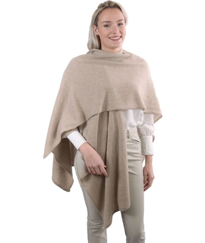 Omslagdoek van 100% kasjmier lichtbeige