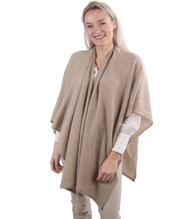 Omslagdoek van 100% kasjmier lichtbeige