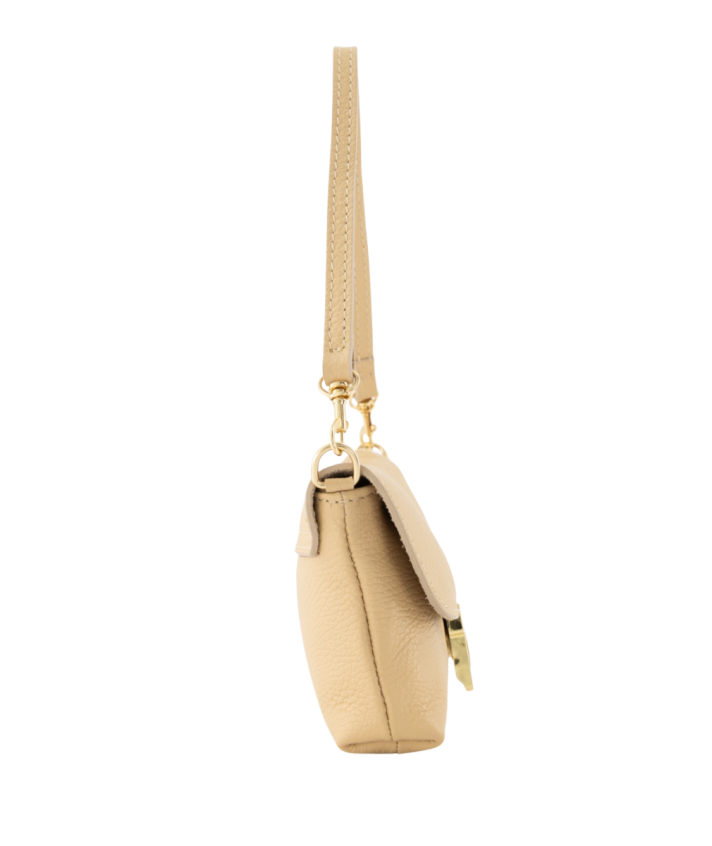 Helene lederen clutch in beige
