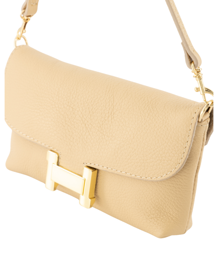 Helene lederen clutch in beige