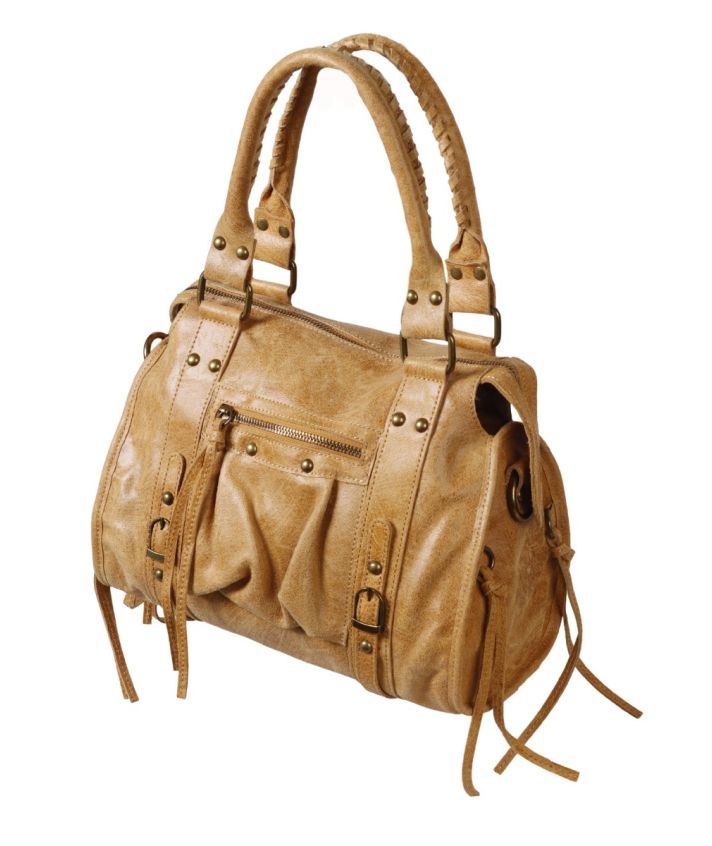 Lederen city bag- medium-beige