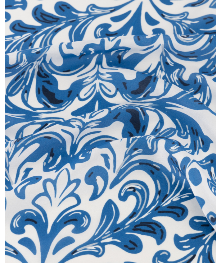 Zijden sjaaltje met ornamentprint in blauw