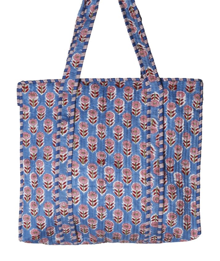 Gewatteerde shopper in de kleur blauw
