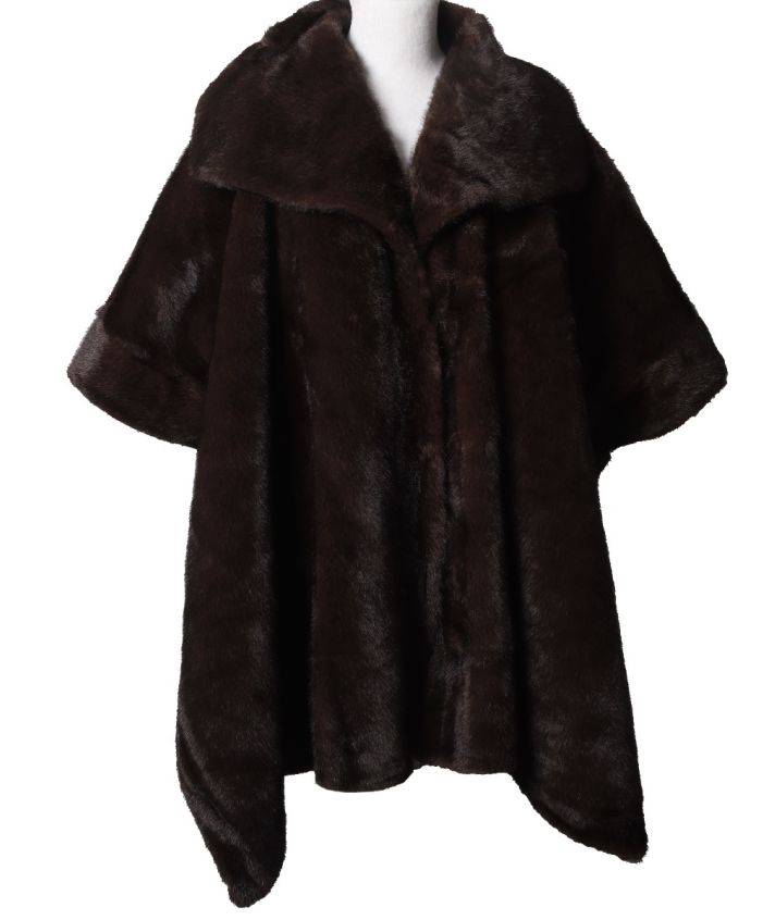 Kunstbont cape met gemêleerd effect