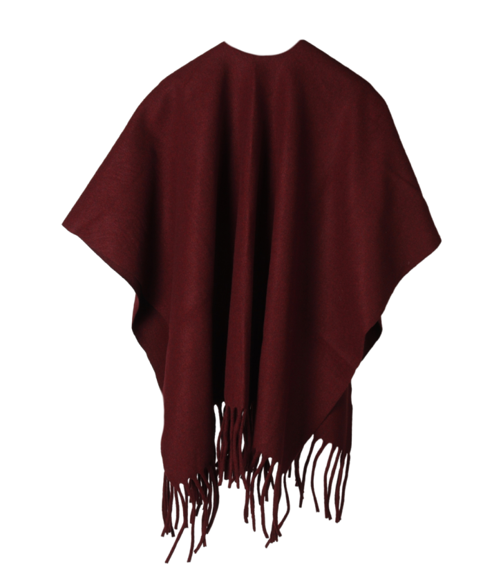 Omslagdoek/cape met franje in donkerrood