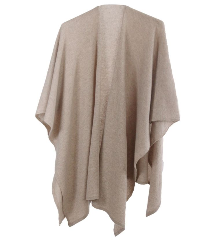 Omslagdoek van 100% kasjmier lichtbeige