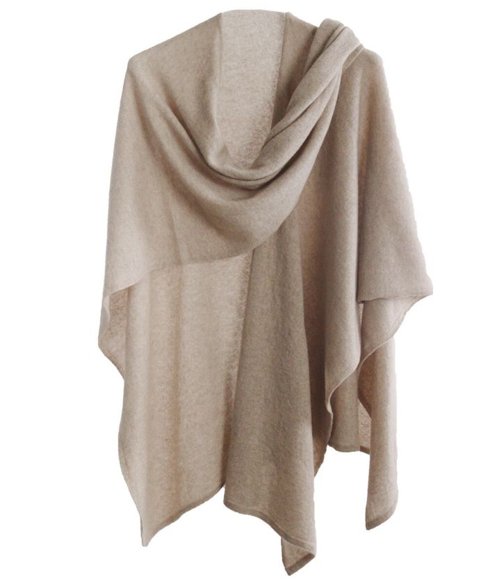 Omslagdoek van 100% kasjmier lichtbeige