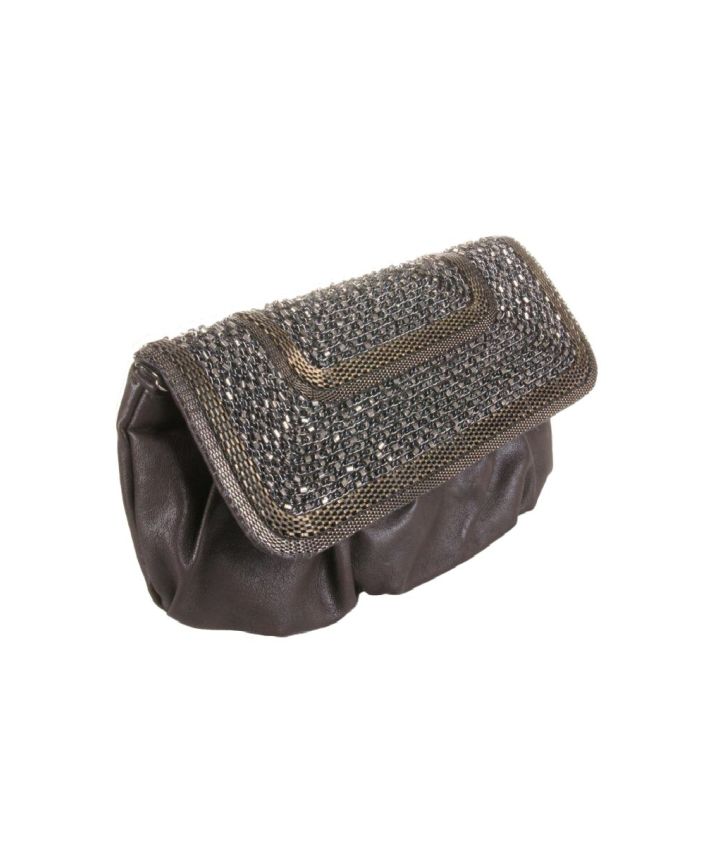 Bruine immitatie leren clutch