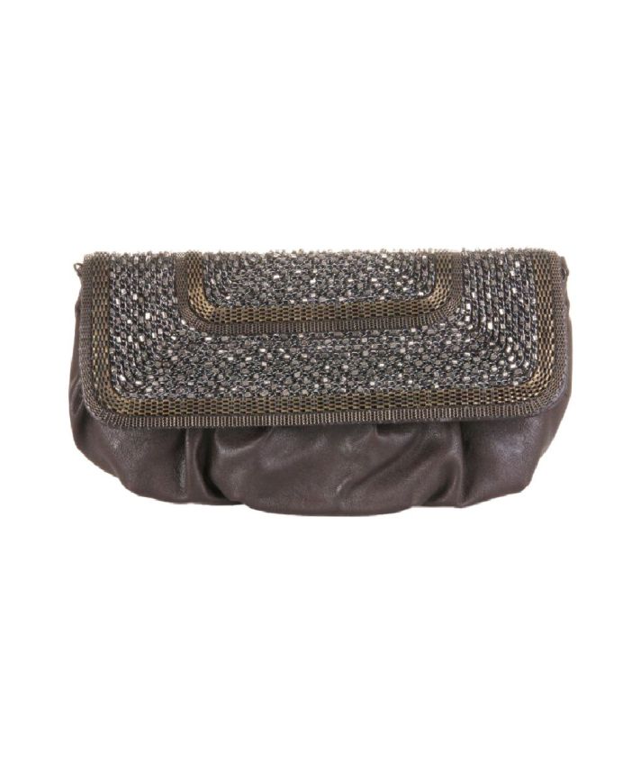 Bruine immitatie leren clutch