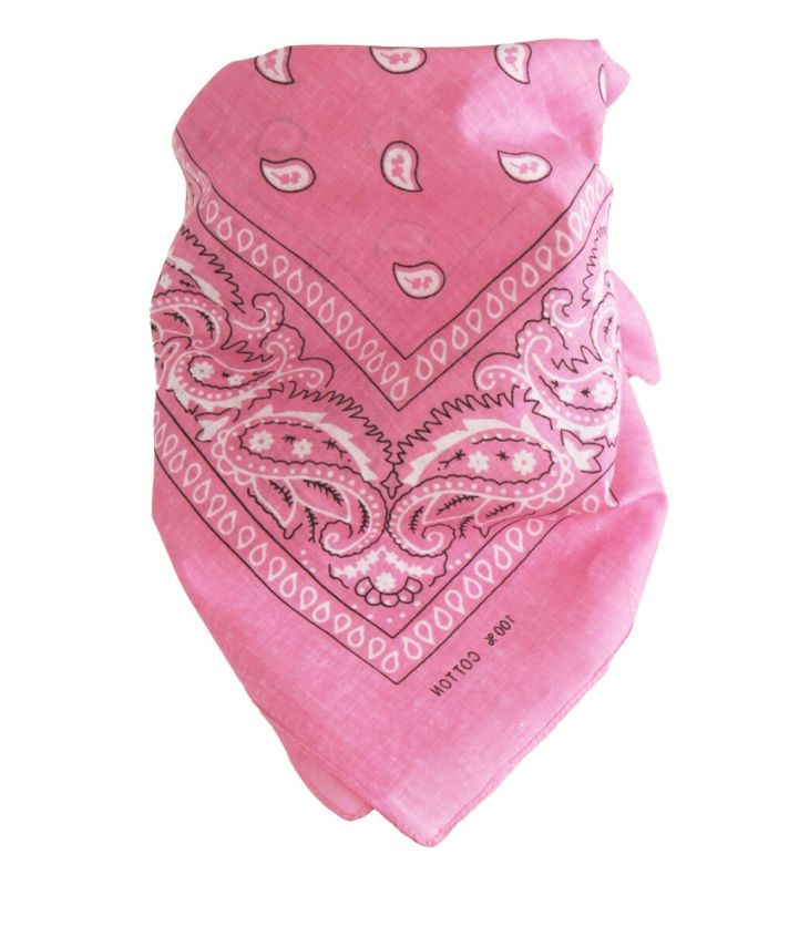 Bandana / boerenzakdoek met klassieke paisley print in lichtroze