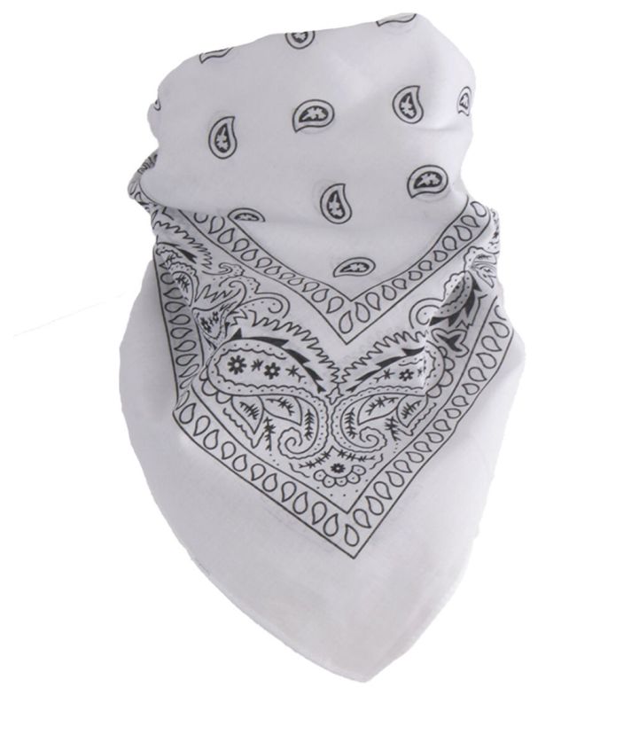 Bandana / boerenzakdoek met klassieke paisley print in wit