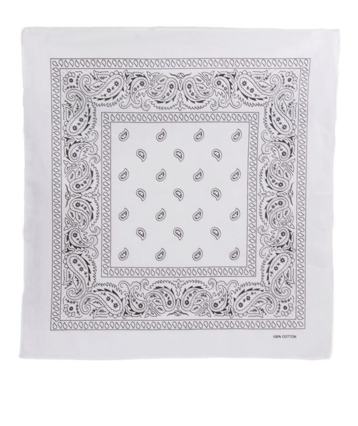 Bandana / boerenzakdoek met klassieke paisley print in wit