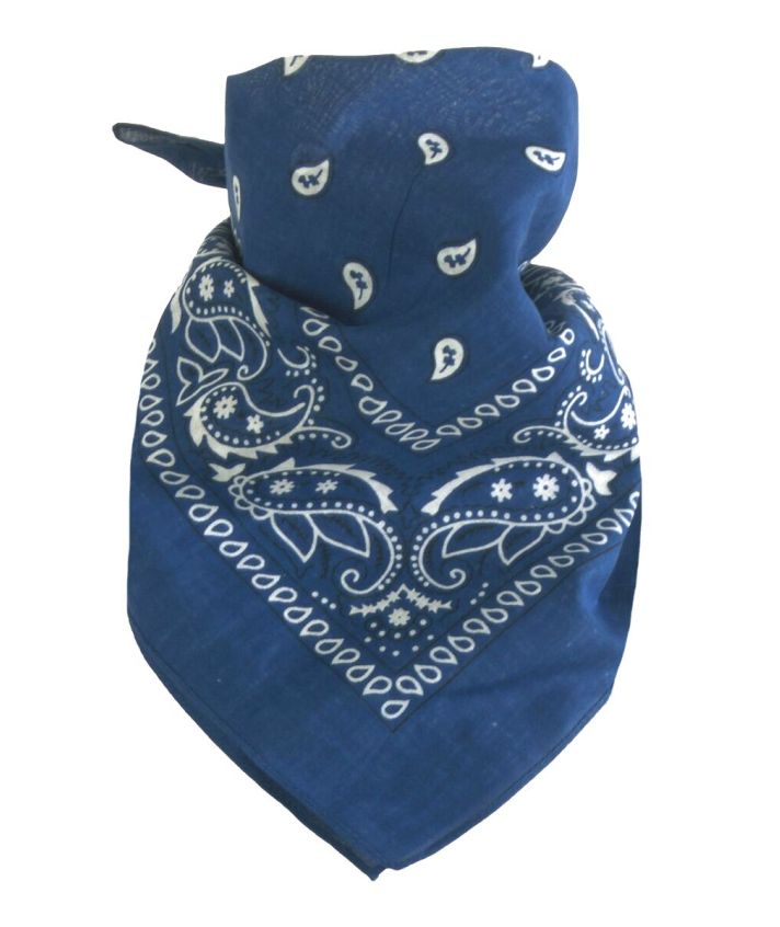 Bandana / boerenzakdoek met klassieke paisley print in jeansblauw