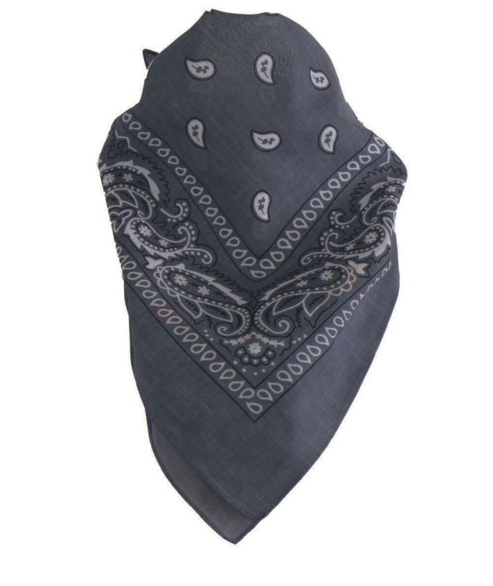 Bandana / boerenzakdoek met klassieke paisley print in donkergrijs