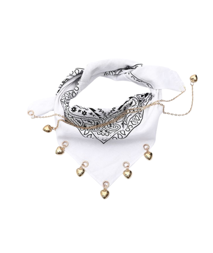 Bandana met bedels in wit