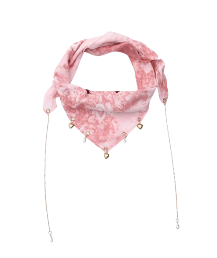 Bandana sjaaltje met bedels in roze