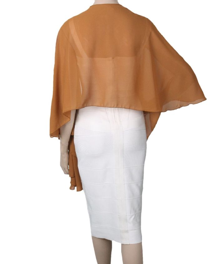 Camelkleurige soepelvallende cape stola