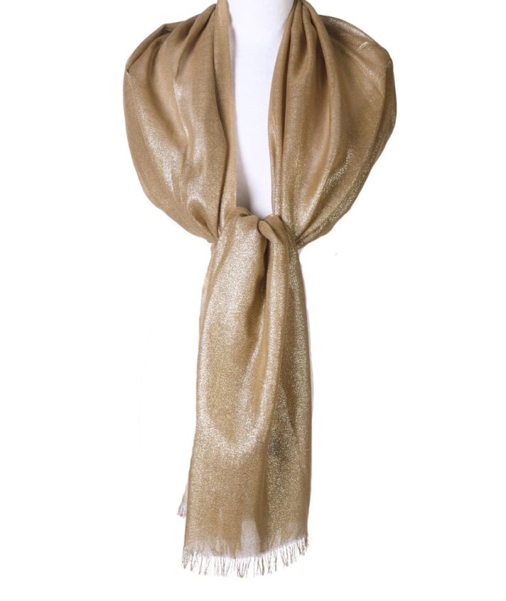 Stola met lurex glittereffect in camel
