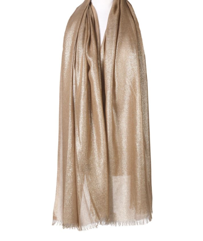 Stola met lurex glittereffect in camel