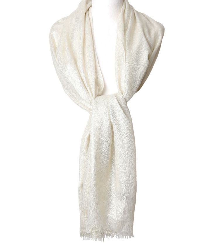 Stola met lurex glittereffect in champagne