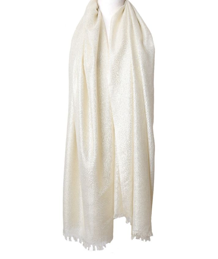 Stola met lurex glittereffect in champagne