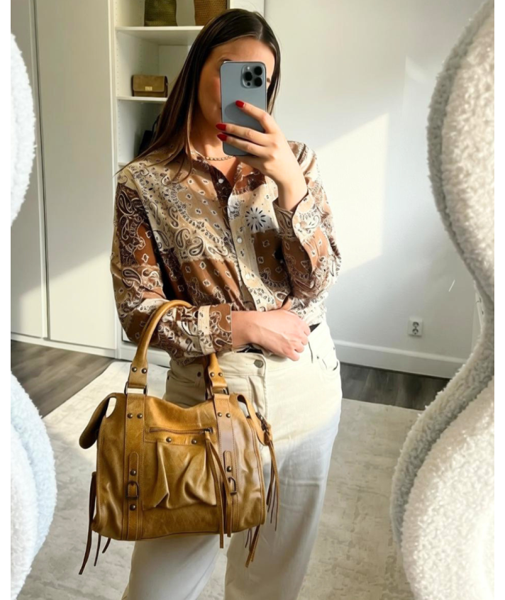 Lederen city bag- medium-beige