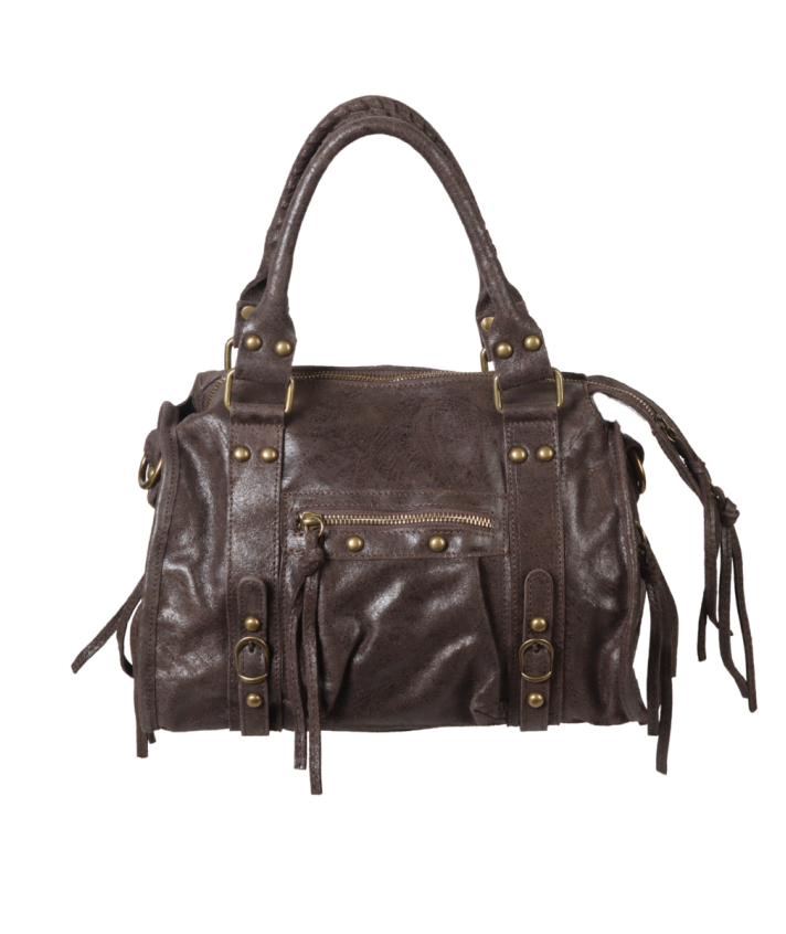 Lederen city bag- medium in donkerbruin