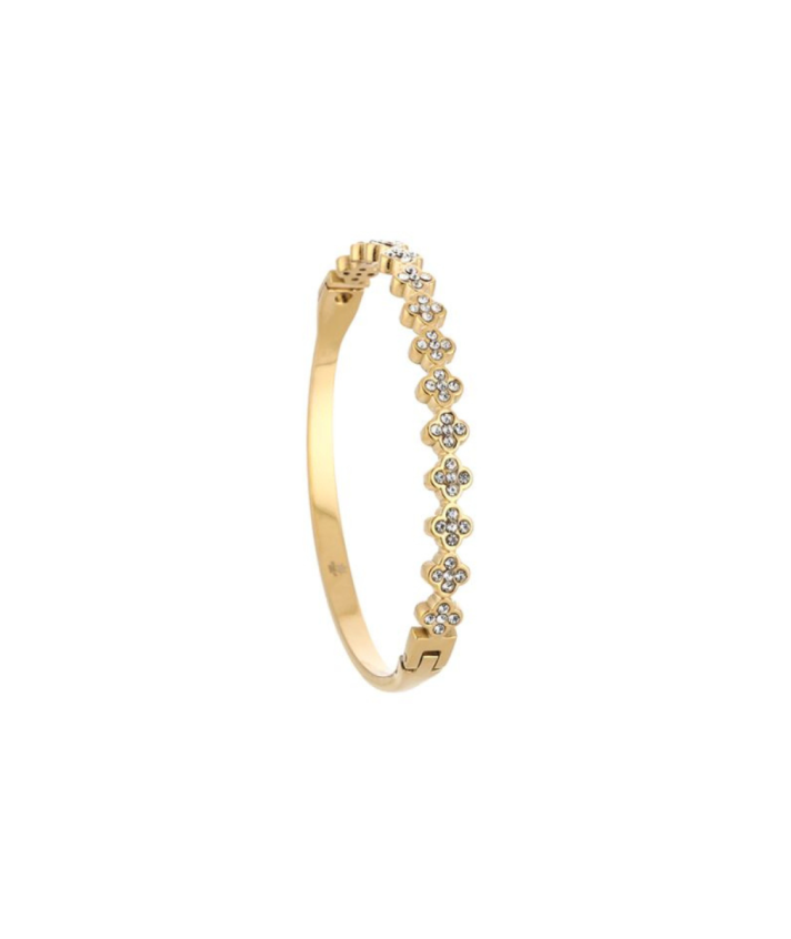 Clover bangle armband met strass steentjes