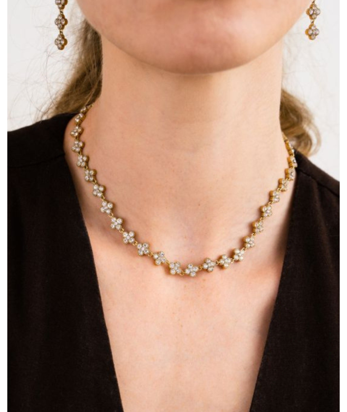 Clover halsketting met strass in groen