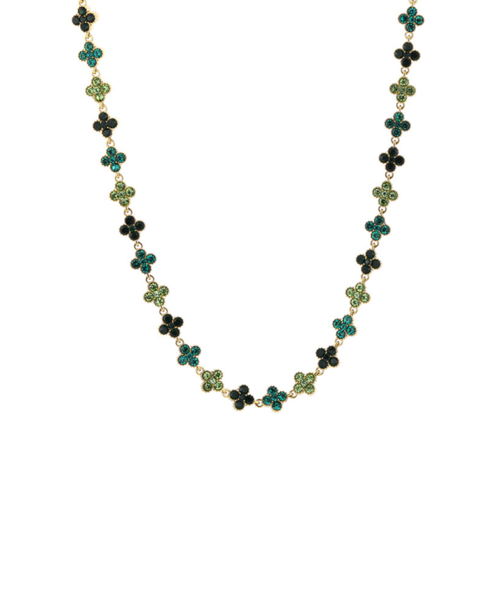 Clover halsketting met strass in groen