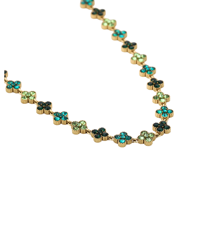 Clover halsketting met strass in groen