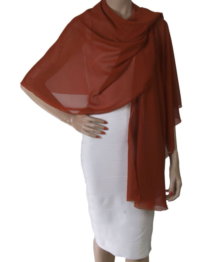 Cognac kleurige soepelvallende cape stola