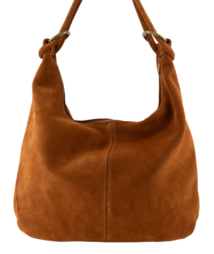 Suède shopper tas in cognac