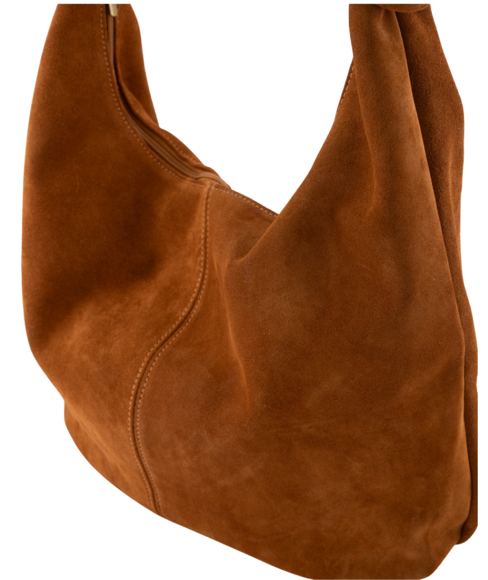 Suède shopper tas in cognac