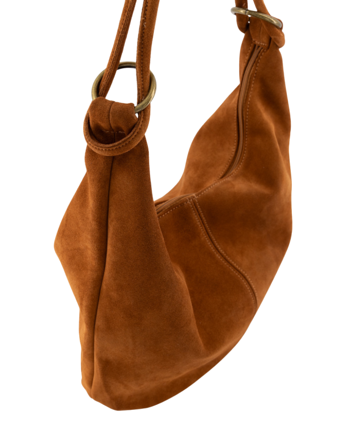 Suède shopper tas in cognac