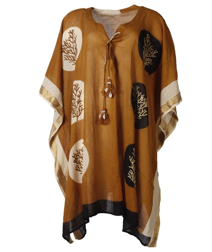 Katoenen kaftan met V-hals