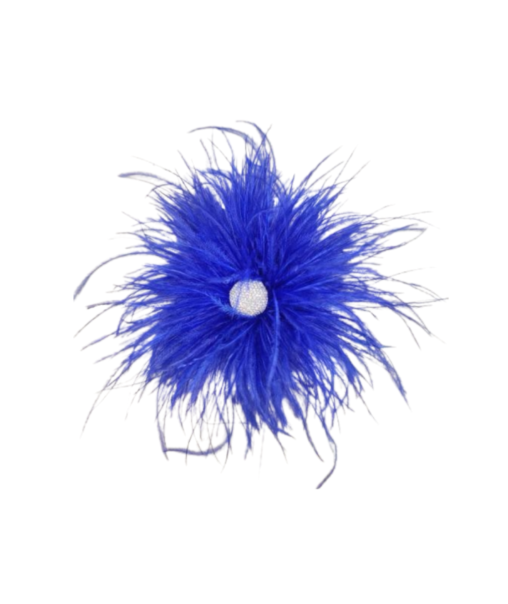 Veren broche / corsage met strass details in kobaltblauw