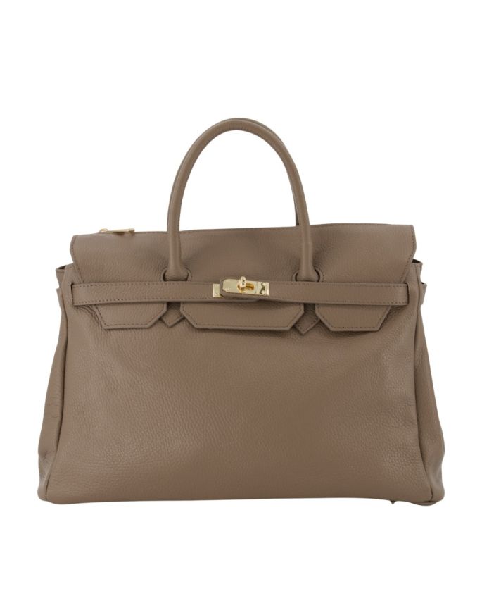 Yara large lederen handtas in truffel