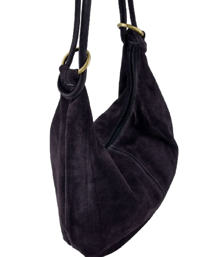 Suède shopper tas in donkerblauw
