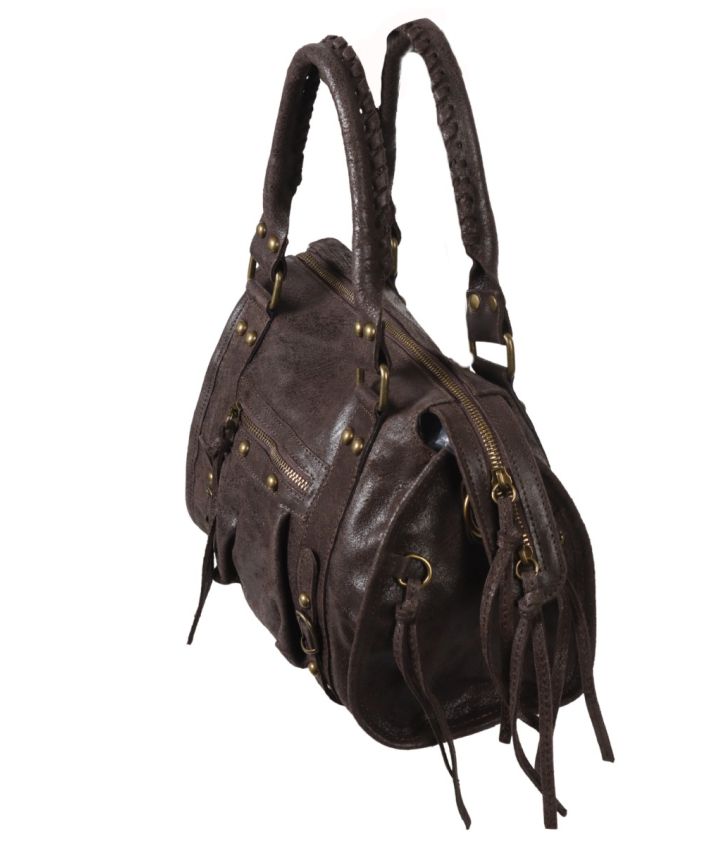 Lederen city bag- medium in donkerbruin